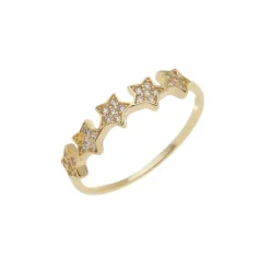 Anel Celeste Estrelas Zircônias Folheado a Ouro 18k