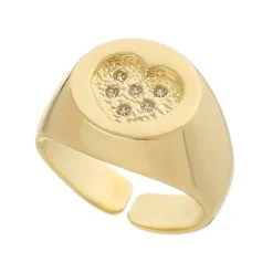 Anel de Dedinho Piuka Nice Coração Zircônias Folheado a Ouro 18k