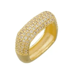 Anel de Dedinho Quadrado Drika Zircônias Folheado a Ouro 18k