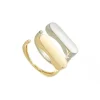 Anel Duplo Ajustável Lia Folheado a Ouro 18k e Folheado em Rodio Branco