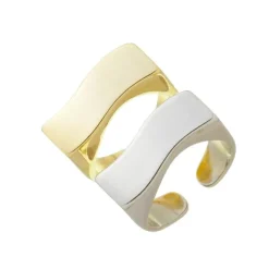 Anel Duplo Luli Folheado a Ouro 18k e Folheado em Ródio Branco