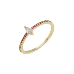 Anel Kate Navete Zincônias Coloridas Folheado a Ouro 18k
