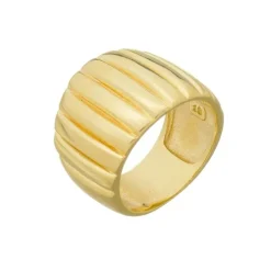 Anel Largo Barbara Filetado Folheado a Ouro 18k