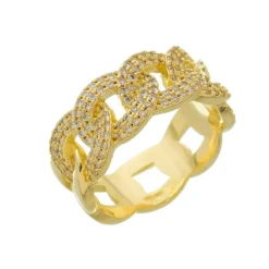 Anel Piuka Alana Elos Zircônias Folheado a Ouro 18k