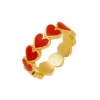 Anel Piuka Anny Coração Resina Vermelho Folheado a Ouro 18k