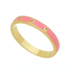 Anel Piuka Jess Rosa Zircônia Folheado a Ouro 18k