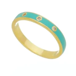 Anel Piuka Jess Turquesa Folheado a Ouro 18k