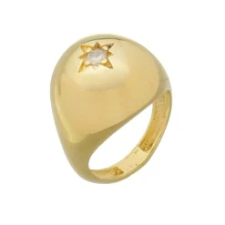 Anel Redondo Carole Zircônia Folheado a Ouro 18k