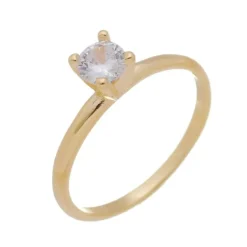 Anel Solitário Folheado a Ouro 18k Zircônia Tanya