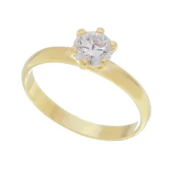 Anel Solitário Piuka Celina Zircônia Cristal Folheado a Ouro 18k
