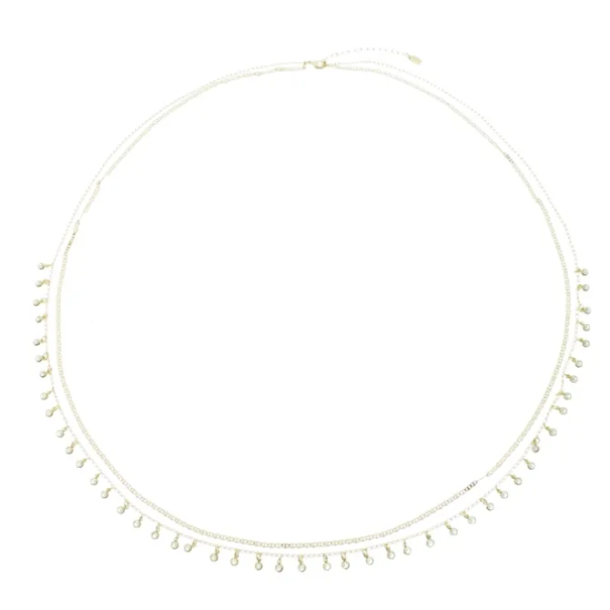 Belly Chain Duas Voltas Paola Zircônias Folheado a Ouro 18k