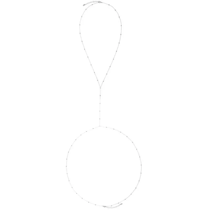 Body Chain Piuka Dua Bolinhas Folheado em Ródio Branco