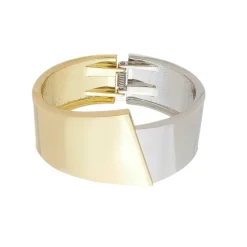 Bracelete Assimétrico Laura Dourado e Prata