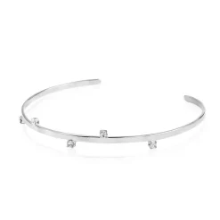 Bracelete Feminino Folheado em Ródio Branco 5 Pontos de Luz Lia