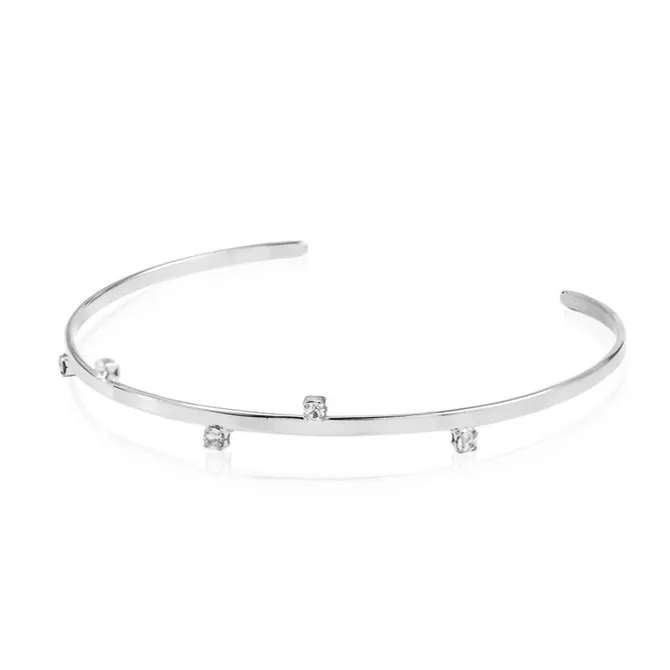Bracelete Feminino Folheado em Ródio Branco 5 Pontos de Luz Lia