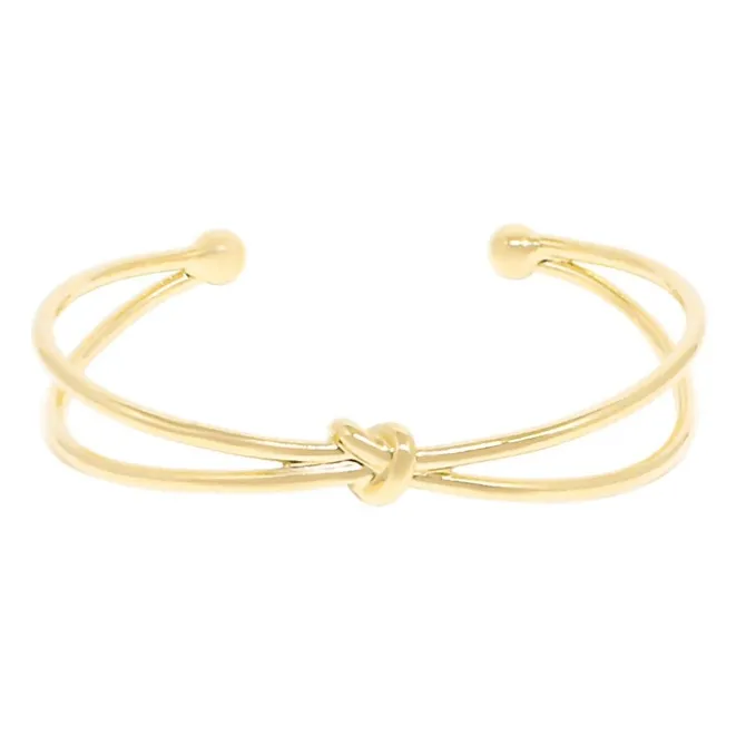Bracelete Feminino Folheado a Ouro 18k 2 Voltas Nó Rafaella Piuka