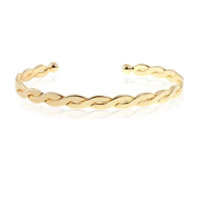 Bracelete Feminino Folheado a Ouro 18k Torcida e Trançada Laurie