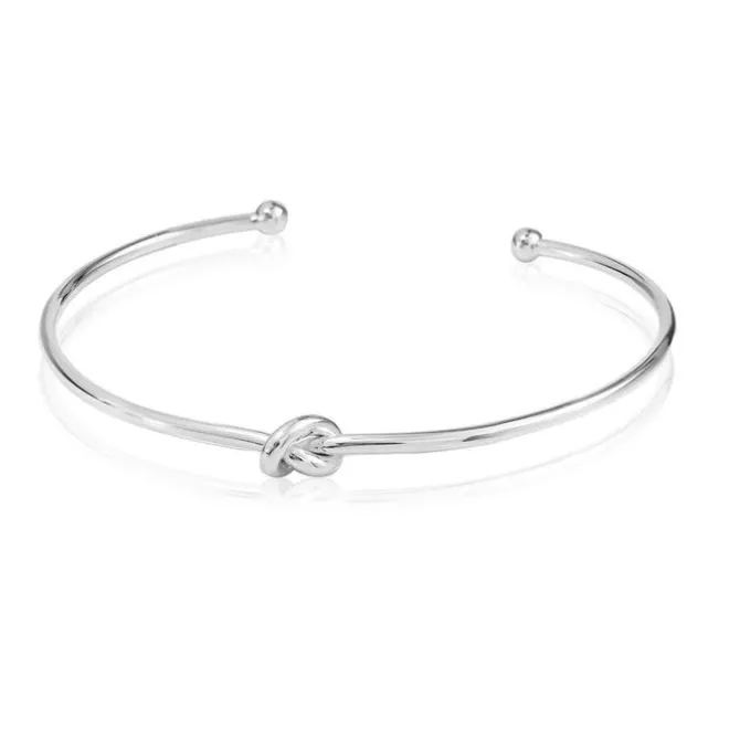 Bracelete Feminino Folheado em Ródio Branco Nó Manu