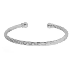 Bracelete Feminino Folheado em Ródio Branco Tubo Torcido Lih