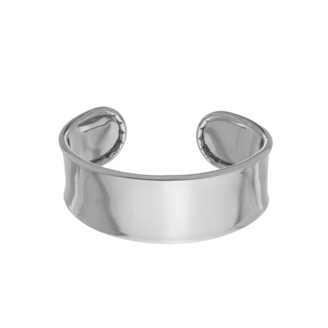 Bracelete Largo Maya Folheado em Ródio Branco