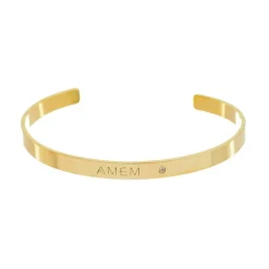 Bracelete Liso Bia Amém Folheado a Ouro 18k
