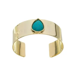 Bracelete Lorena Médio Gota Howlita Turquesa Folheado a Ouro 18k