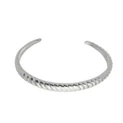 Bracelete Lorena Metal Trabalhado Folheado em Ródio Branco Piuka