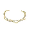 Bracelete Torcido Elos Hanna Folheado a Ouro e Ródio Branco