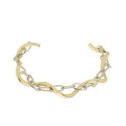 Bracelete Torcido Elos Hanna Folheado a Ouro e Ródio Branco