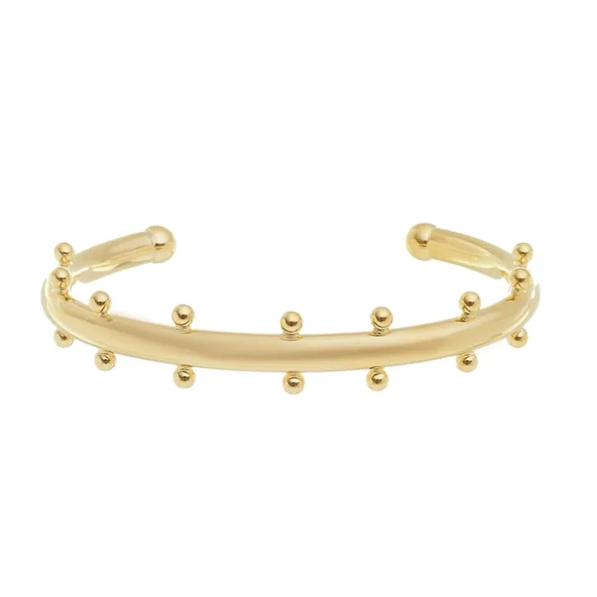 Bracelete Tubo Cinthia Mini Bolas Folheado a Ouro 18k