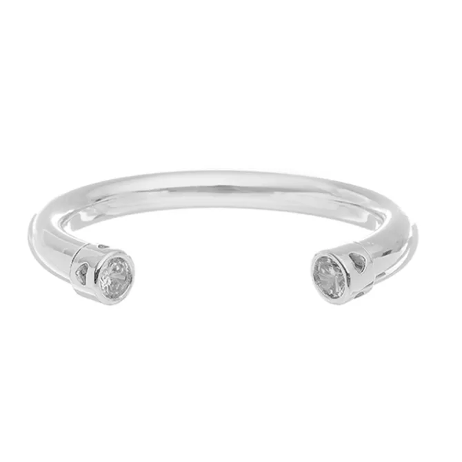 Bracelete Tubo Hannah Zircônias Folheado em Ródio Branco