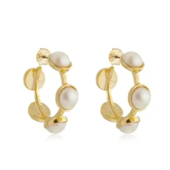 Brinco Argola Clarice Pérolas Dourado