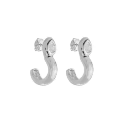 Brinco Argola Gota Georgia Zircônia Folheado em Ródio Branco