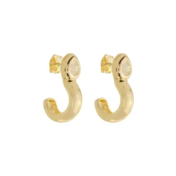 Brinco Argola Gota Georgia Zircônia Folheado a Ouro 18k