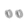 Brinco Argolinha 3 Fileiras Zircônias Cravejadas Lya Folheado em Ródio Branco