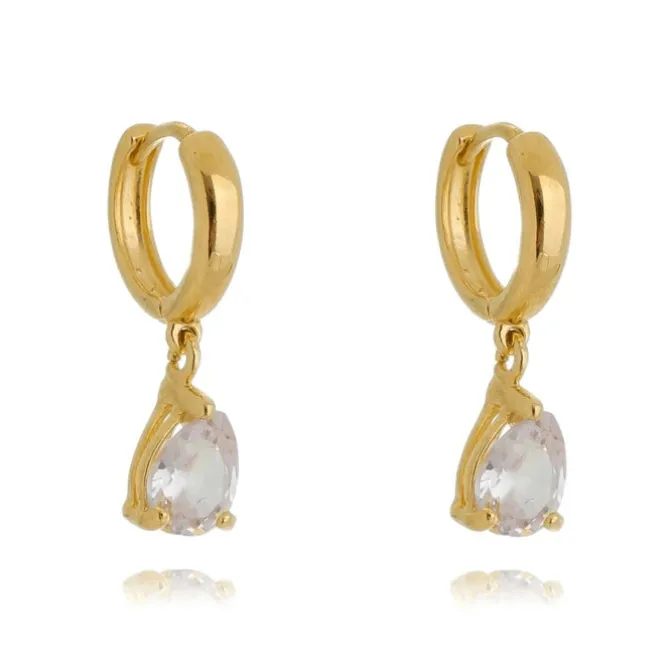 Brinco Argolinha Ana Gota Zircônia Folheado a Ouro 18k