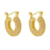 Brinco Argolinha Cravejada Tamy Zircônias Folheado a Ouro18k