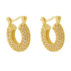Brinco Argolinha Cravejada Tamy Zircônias Folheado a Ouro18k