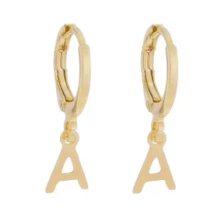 Brinco Argolinha de Letra/Inicial Folheada a Ouro 18k