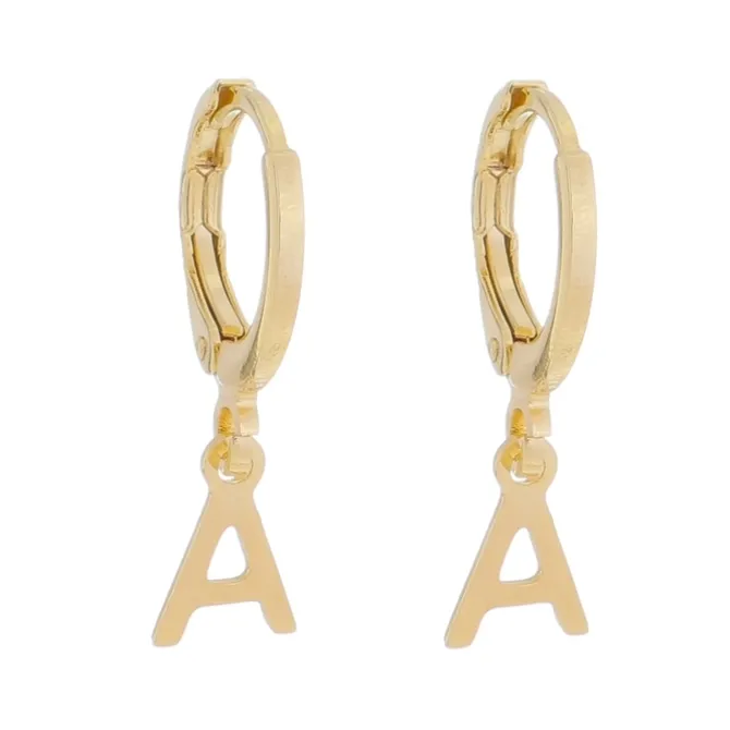 Brinco Argolinha de Letra/Inicial Folheada a Ouro 18k