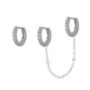 Brinco Argolinha Ear Line Maia Zircônia Folheado em Ródio Branco