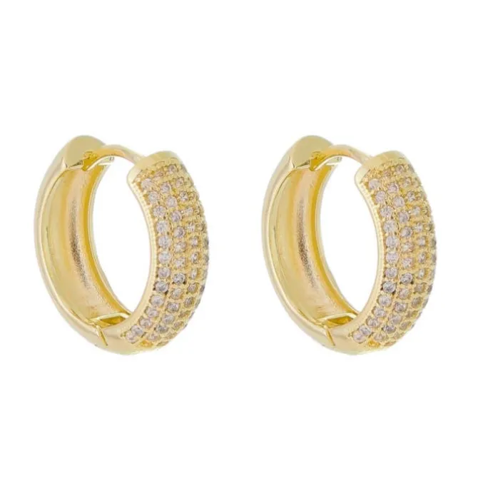 Brinco Argolinha Lívia G Zircônia Folheado a Ouro 18k
