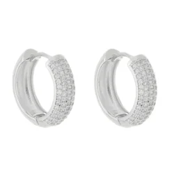 Brinco Argolinha Lívia G Zircônia Folheado em Ródio Branco