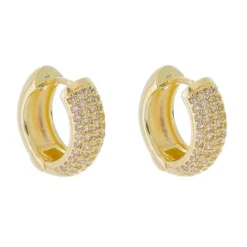 Brinco Argolinha Lívia M Zircônia Folheado a Ouro 18k