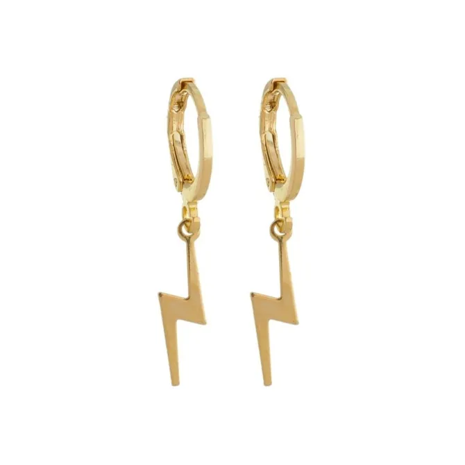 Brinco Argolinha Mini Raio Folheado a Ouro 18k