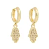 Brinco Argolinha Nick Mão de Fátima Zircônia Cristal Folheado a Ouro 18k