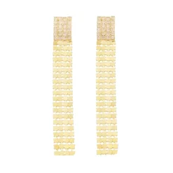 Brinco Bella Malha Metal Strass Folheado a Ouro 18k