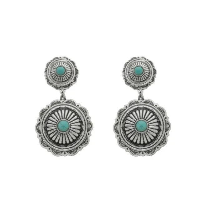 Brinco Boho Audrey Turquesa Prata