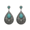 Brinco Boho Thais Gota Turquesa Prata