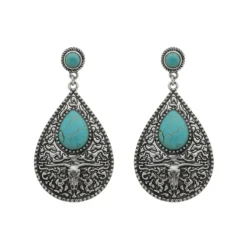 Brinco Boho Thais Gota Turquesa Prata
